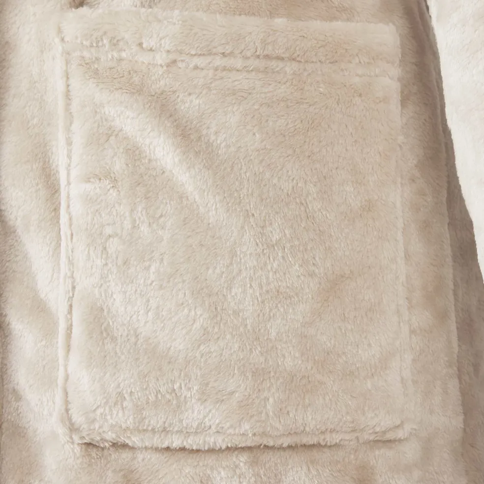 vidaXL Badjas Hoodie Beige S Flanel