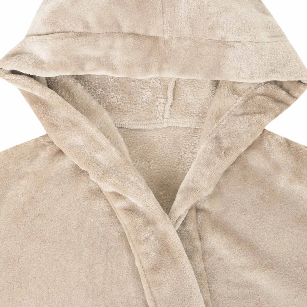 vidaXL Badjas Hoodie Beige S Flanel