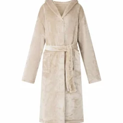vidaXL Badjas Hoodie Beige S Flanel
