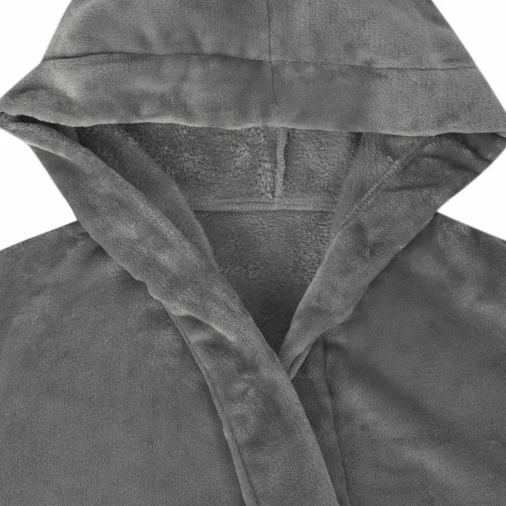 vidaXL Badjas Hoodie Donkergrijs S Flanel