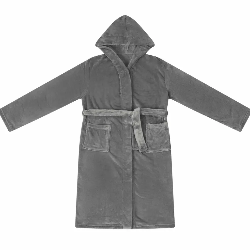 vidaXL Badjas Hoodie Donkergrijs S Flanel