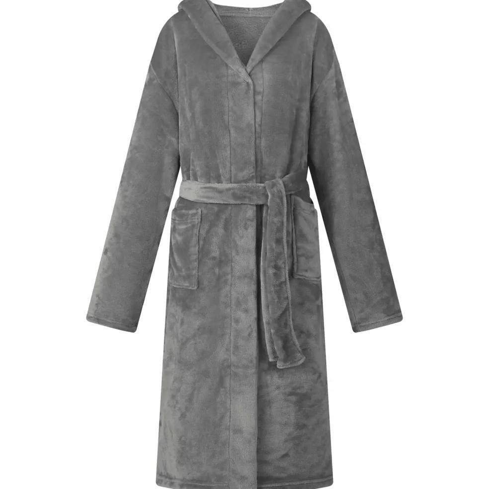 vidaXL Badjas Hoodie Donkergrijs S Flanel