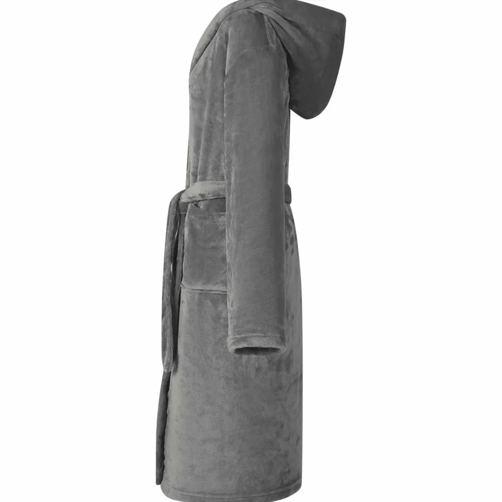 vidaXL Badjas Hoodie Donkergrijs S Flanel