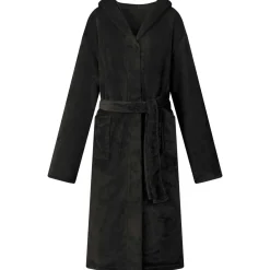 vidaXL Badjas Hoodie Zwart S Flanel