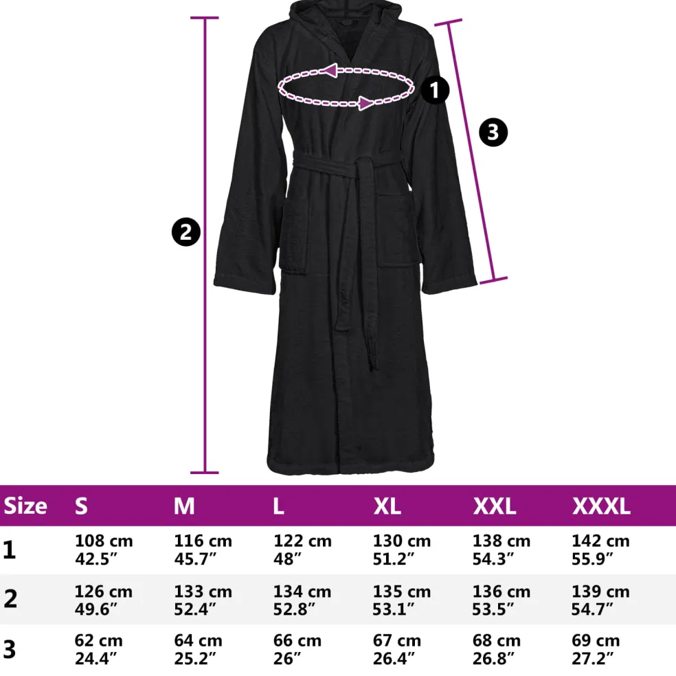 vidaXL Badjas KINN Zwart S Katoen