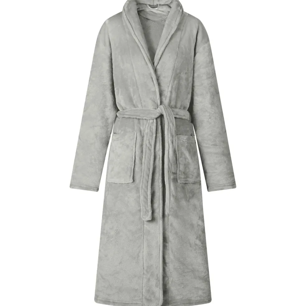 vidaXL Badjas zonder Kap Grijs s Flanel