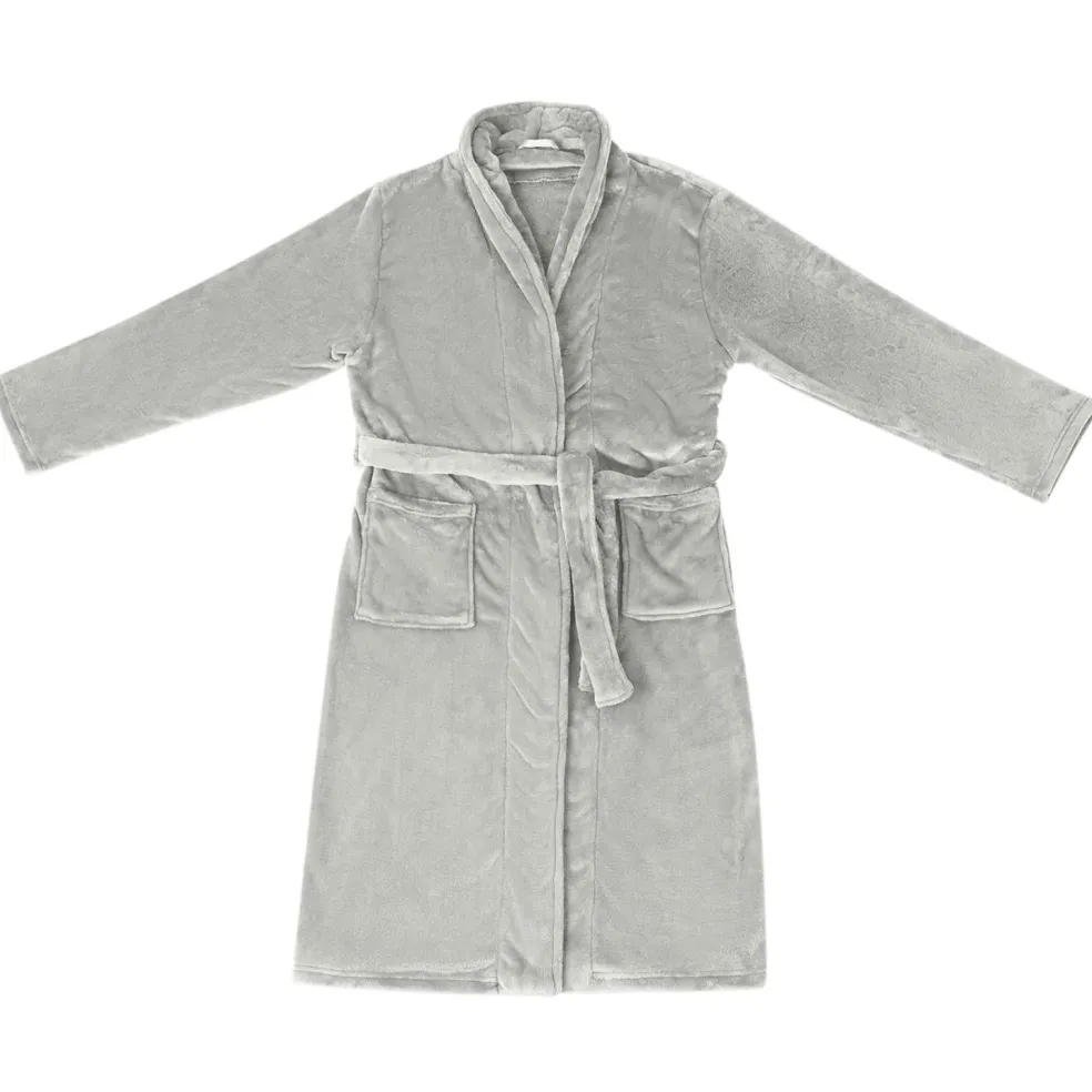 vidaXL Badjas zonder Kap Grijs s Flanel