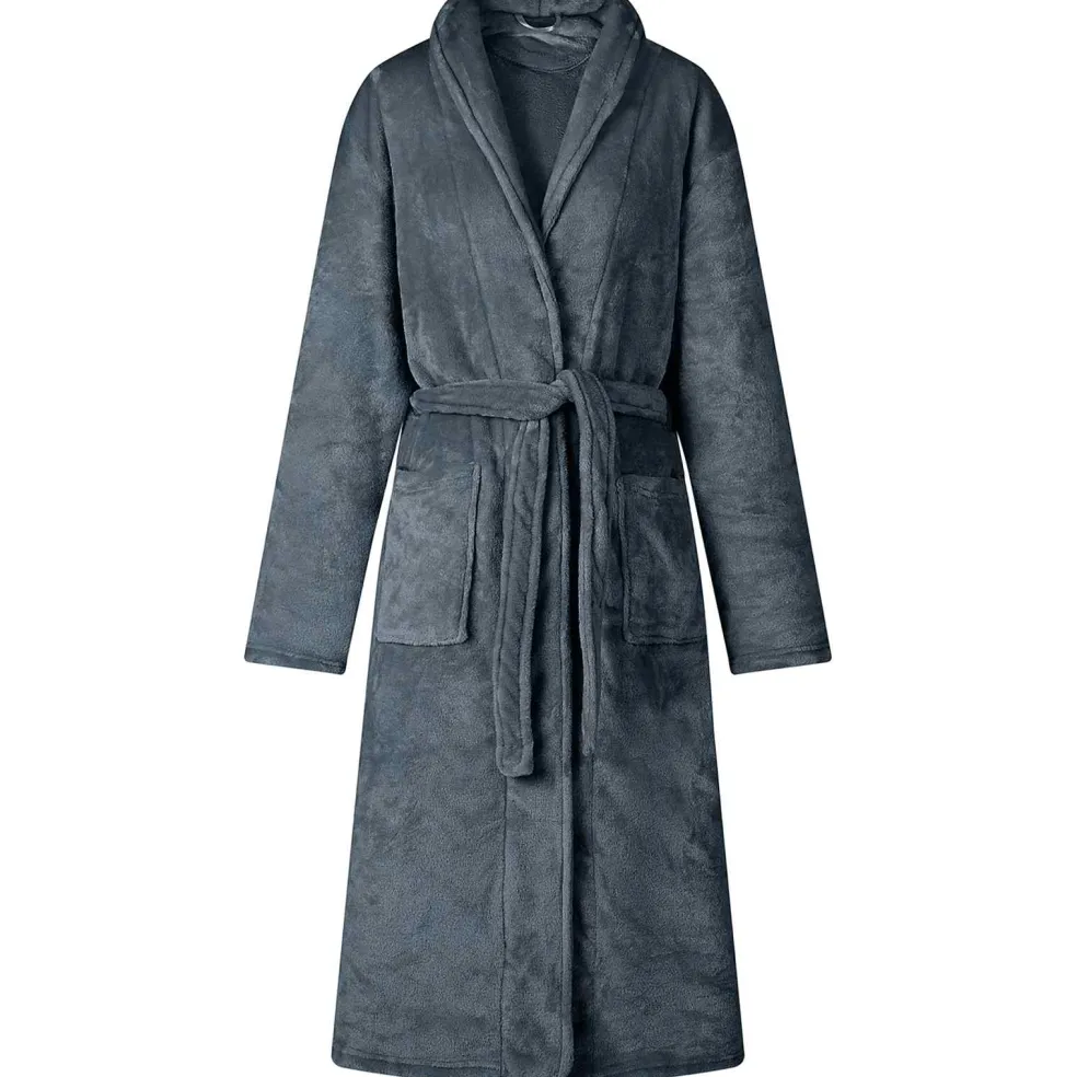 vidaXL Badjas zonder Kap Marineblauw s Flanel