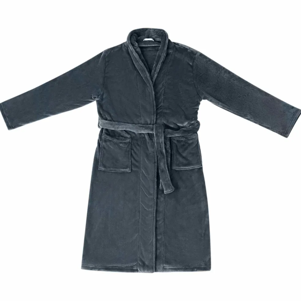 vidaXL Badjas zonder Kap Marineblauw s Flanel