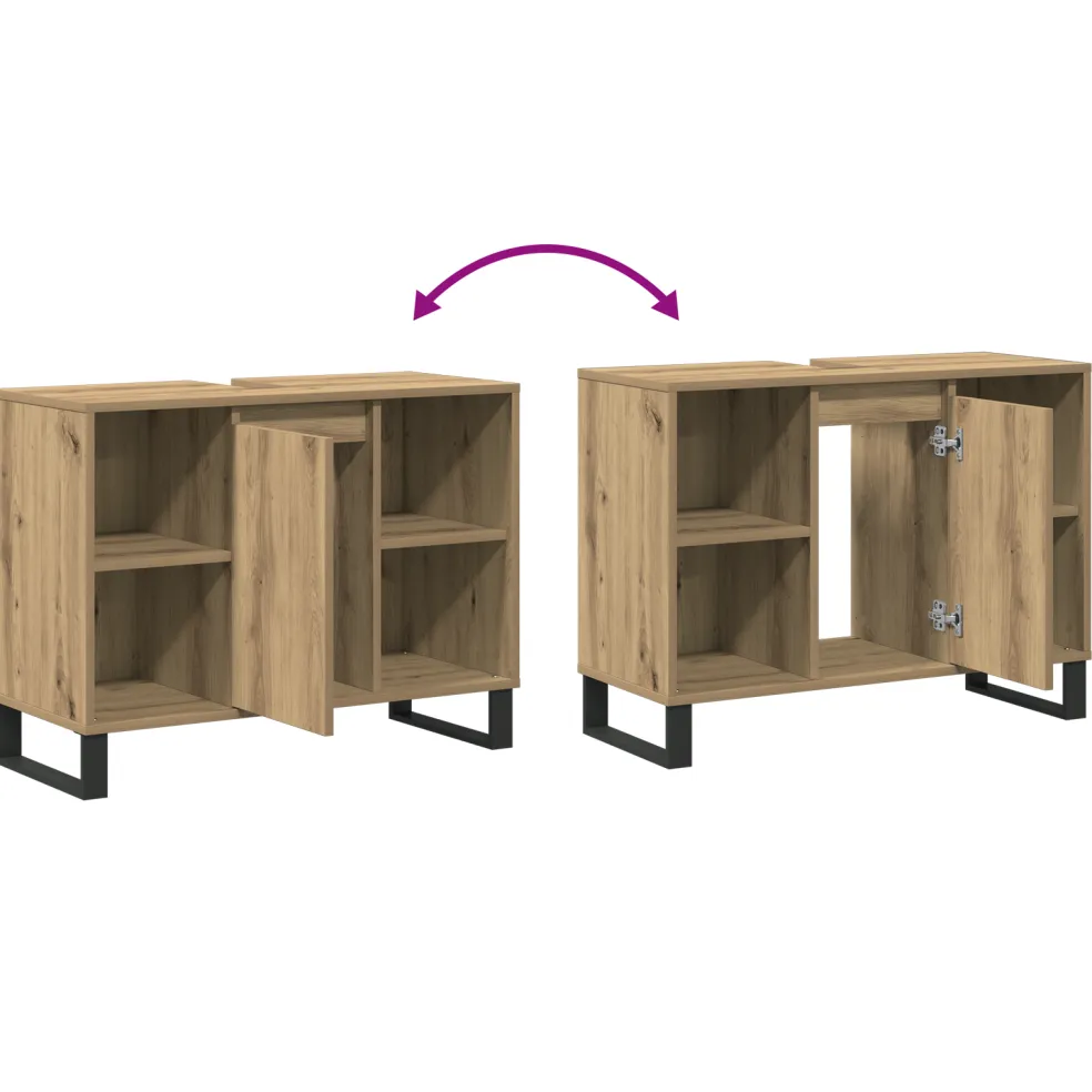 vidaXL Badkamer Kast Artisan Eiken 80 x 33 x 60 cm Bewerkt hout