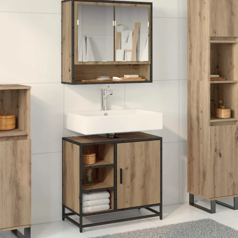 vidaXL Badkamerkast Artisan Eiken 65 x 33 x 60 cm Bewerkt hout