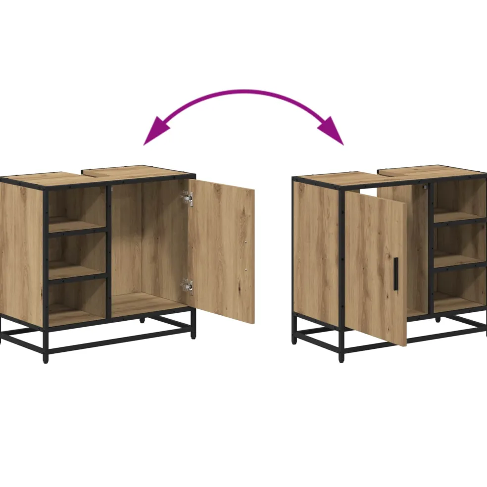 vidaXL Badkamerkast Artisan Eiken 65 x 33 x 60 cm Bewerkt hout