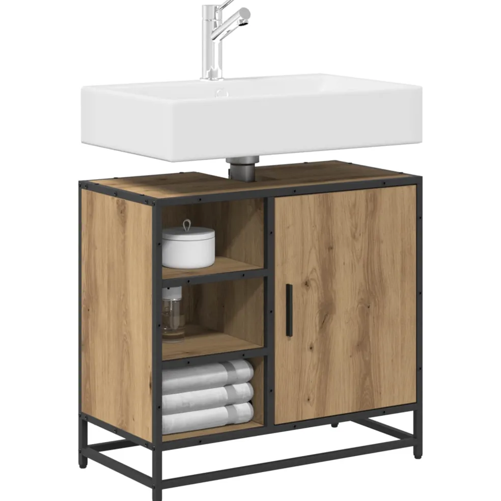 vidaXL Badkamerkast Artisan Eiken 65 x 33 x 60 cm Bewerkt hout