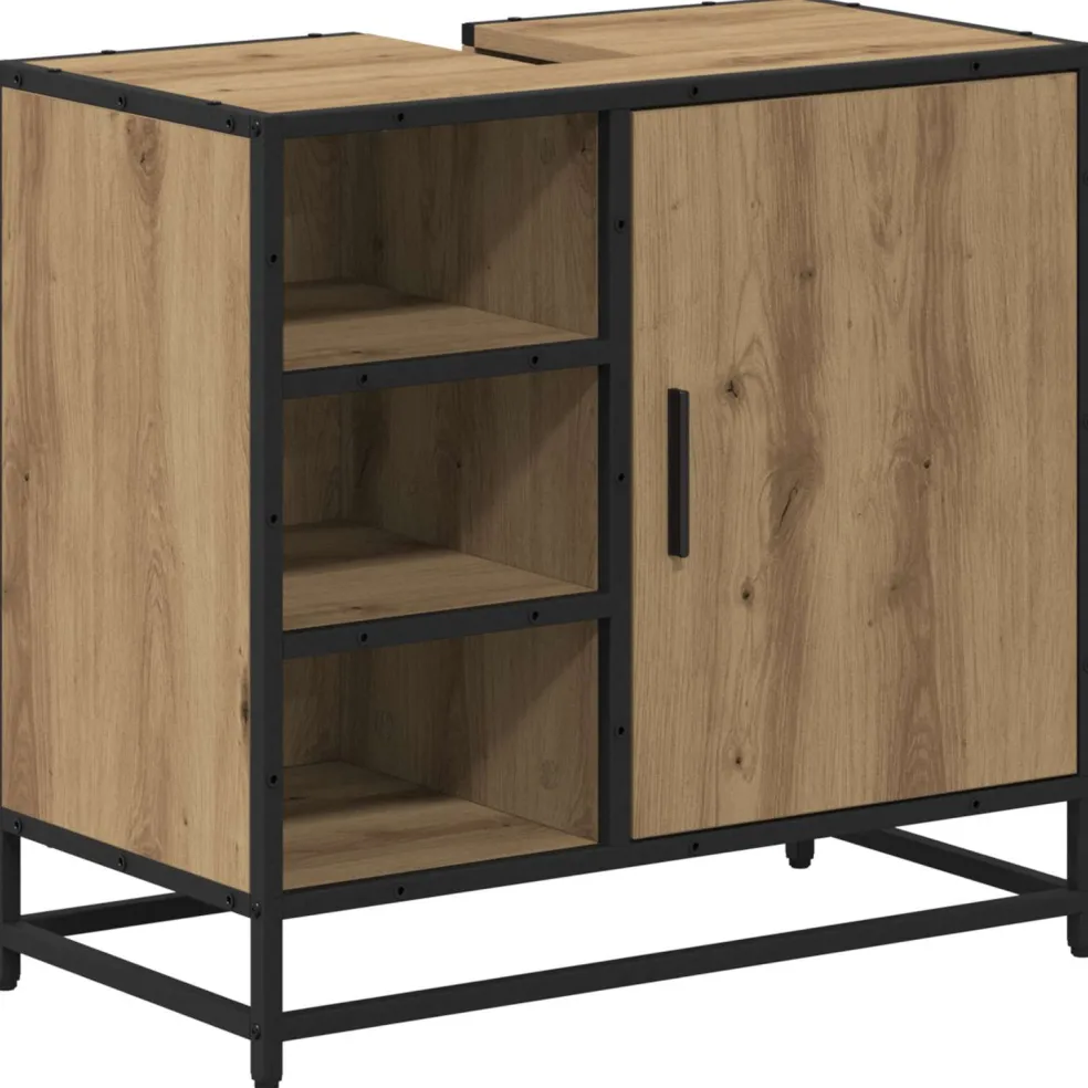 vidaXL Badkamerkast Artisan Eiken 65 x 33 x 60 cm Bewerkt hout