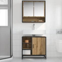 vidaXL Badkamerkast Artisan Eiken 65 x 33 x 60 cm Bewerkt hout