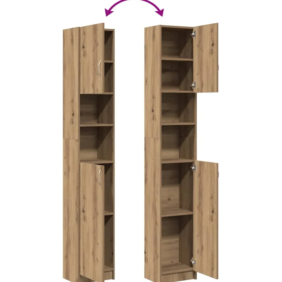 vidaXL Badkamerkast Artisan Eiken 32x25,5x190 cm Bewerkt Hout