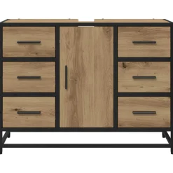 vidaXL Badkamerkast Artisan Eiken 80 x 33 x 60 cm Bewerkt hout