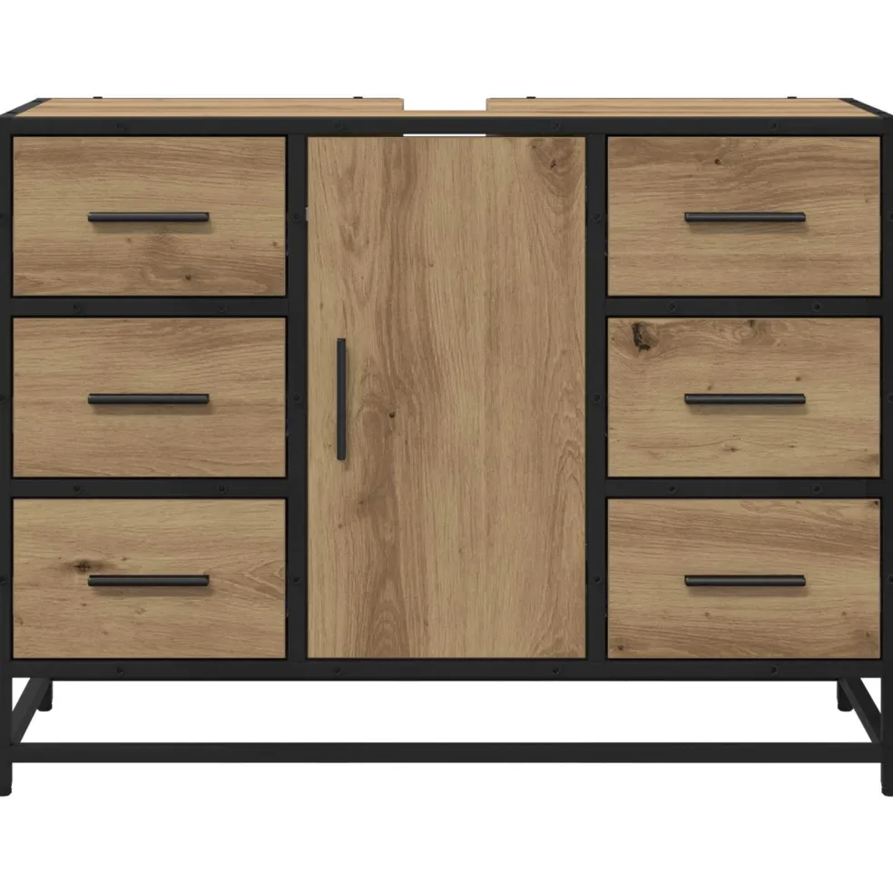 vidaXL Badkamerkast Artisan Eiken 80 x 33 x 60 cm Bewerkt hout
