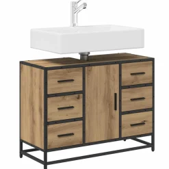 vidaXL Badkamerkast Artisan Eiken 80 x 33 x 60 cm Bewerkt hout