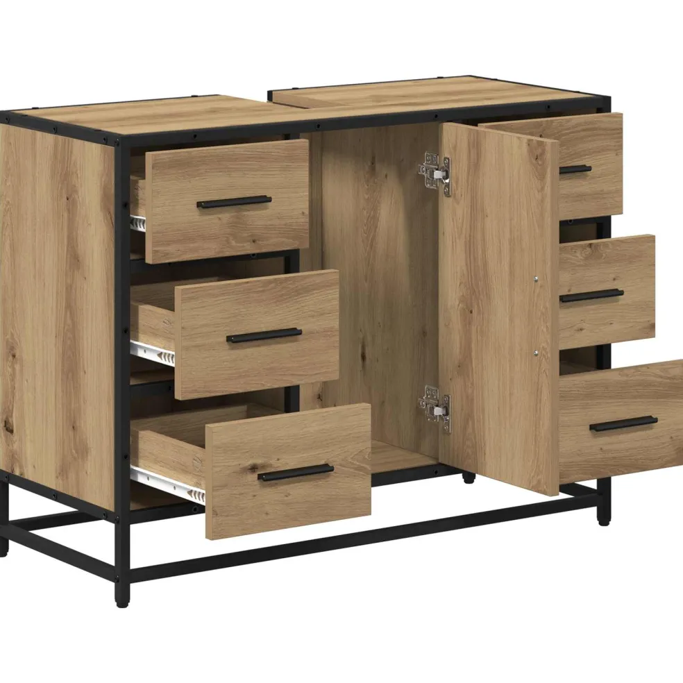 vidaXL Badkamerkast Artisan Eiken 80 x 33 x 60 cm Bewerkt hout
