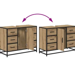 vidaXL Badkamerkast Artisan Eiken 80 x 33 x 60 cm Bewerkt hout