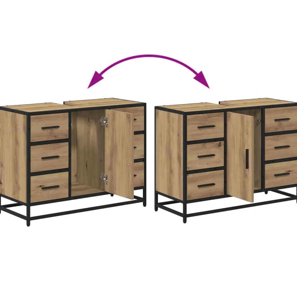 vidaXL Badkamerkast Artisan Eiken 80 x 33 x 60 cm Bewerkt hout