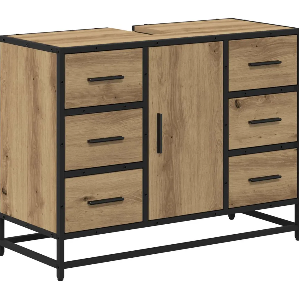 vidaXL Badkamerkast Artisan Eiken 80 x 33 x 60 cm Bewerkt hout