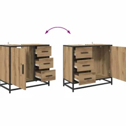 vidaXL Badkamerkast Artisan Eiken 65 x 33 x 60 cm Bewerkt hout
