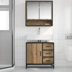 vidaXL Badkamerkast Artisan Eiken 65 x 33 x 60 cm Bewerkt hout
