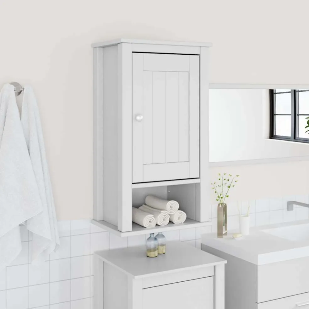 vidaXL Badkamerkast BERG 40x27x71,5 cm massief grenenhout wit