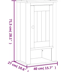 vidaXL Badkamerkast BERG 40x27x71,5 cm massief grenenhout wit