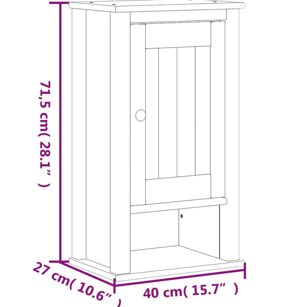 vidaXL Badkamerkast BERG 40x27x71,5 cm massief grenenhout wit