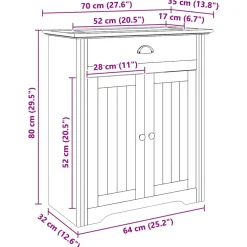 vidaXL Badkamer Kast BODO Honingbruin 70 x 35 x 80 cm Bewerkt hout