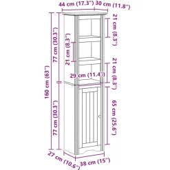 vidaXL Badkamerkast BODO 44x30x160 cm wit