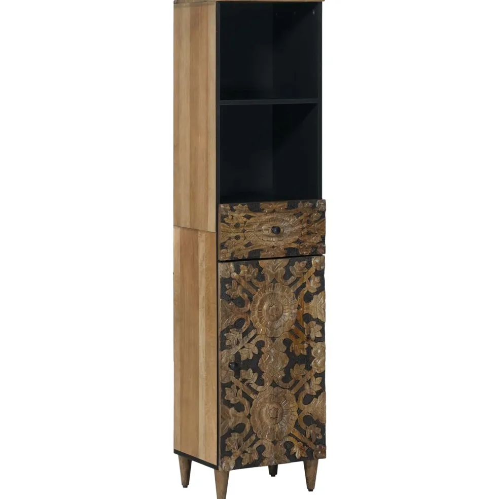 vidaXL Badkamerkast Bruin 38 x 33 x 160 cm Massief Mango Hout