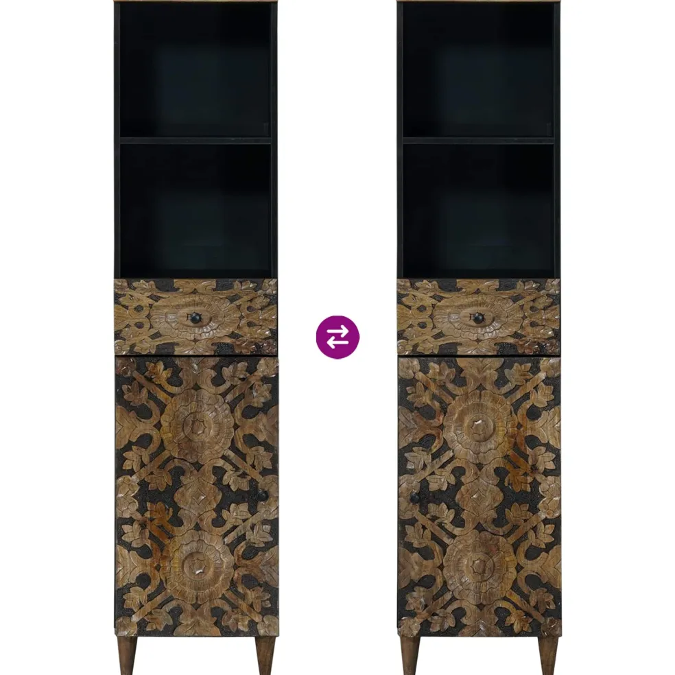 vidaXL Badkamerkast Bruin 38 x 33 x 160 cm Massief Mango Hout