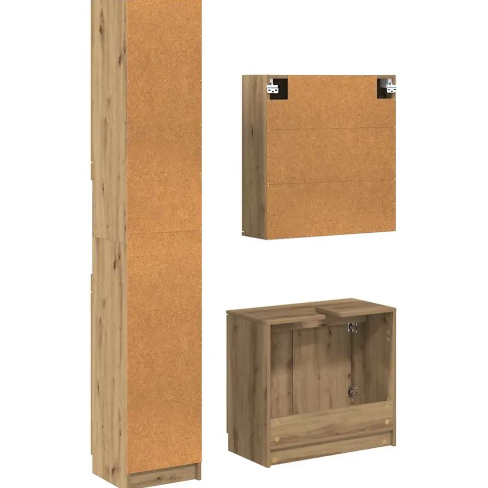 vidaXL Badkamerkastenset 3 st Artisan Eiken Bewerkt hout