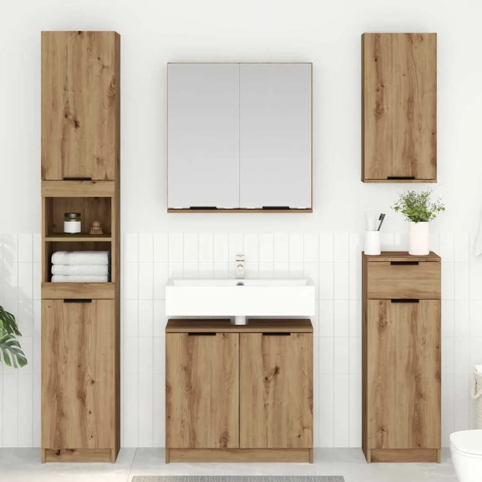 vidaXL Badkamerkastenset 3 st Artisan Eiken Bewerkt hout