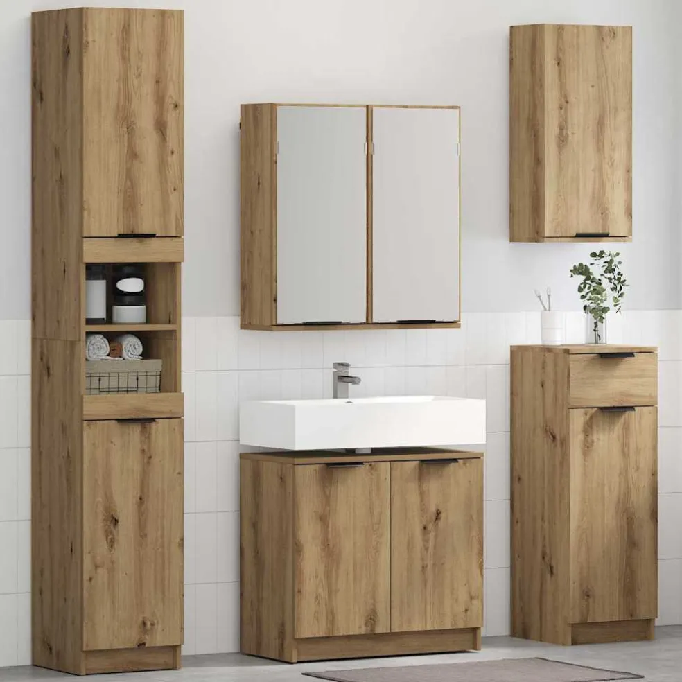 vidaXL Badkamerkastenset 3 st Artisan Eiken Bewerkt hout