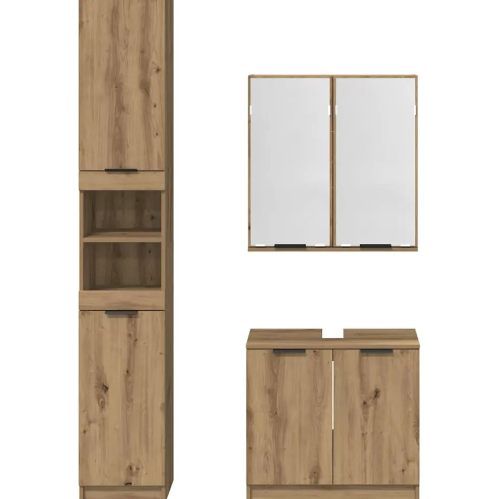 vidaXL Badkamerkastenset 3 st Artisan Eiken Bewerkt hout