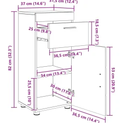 vidaXL Badkamerkastenset TULUM Wit 37 x 31,5 x 82 cm Bewerkt hout