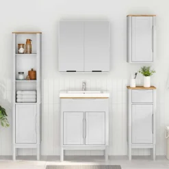 vidaXL Badkamerkast FLORO Wit 35 x 30 x 90 cm Massief Vurenhout