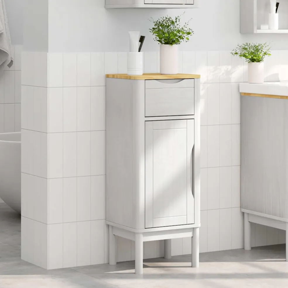 vidaXL Badkamerkast FLORO Wit 35 x 30 x 90 cm Massief Vurenhout