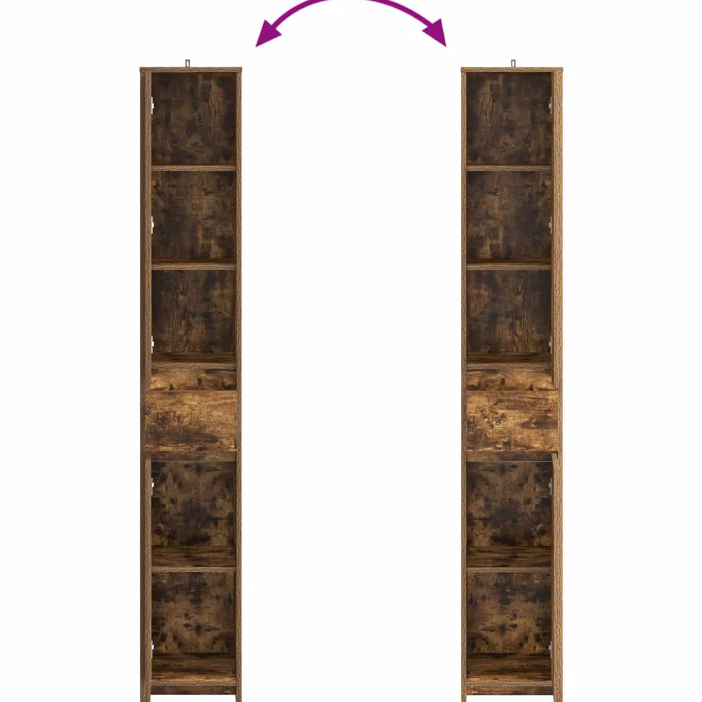 vidaXL Badkamerkast Gerookt eiken 30 x 33 x 190 cm Bewerkt hout
