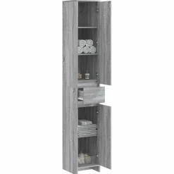 vidaXL Badkamerkast Grijs Sonoma 30 x 33 x 190 cm Bewerkt hout