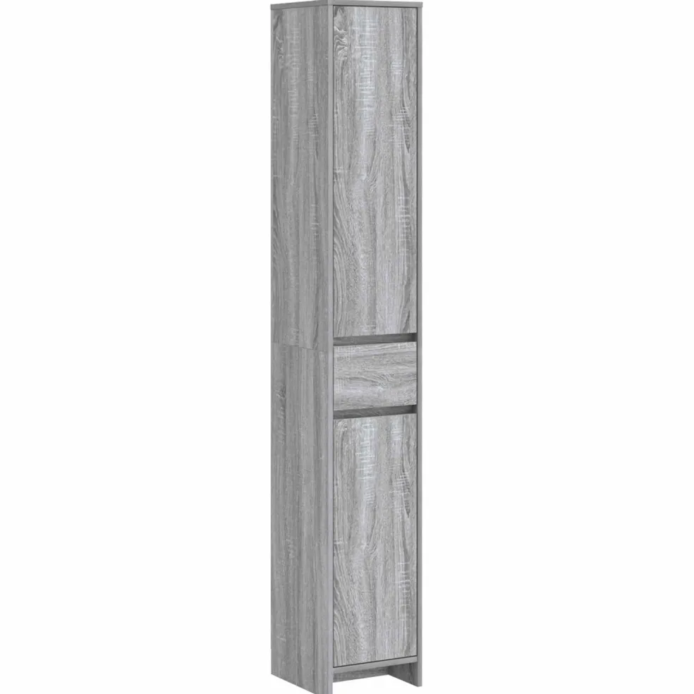 vidaXL Badkamerkast Grijs Sonoma 30 x 33 x 190 cm Bewerkt hout