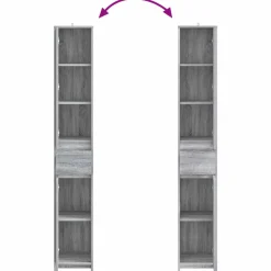 vidaXL Badkamerkast Grijs Sonoma 30 x 33 x 190 cm Bewerkt hout