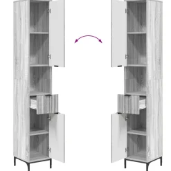 vidaXL Badkamer Kast Grijs Sonoma 31,5 x 33 x 190 cm