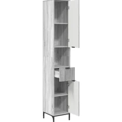 vidaXL Badkamer Kast Grijs Sonoma 31,5 x 33 x 190 cm
