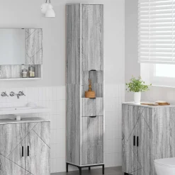 vidaXL Badkamer Kast Grijs Sonoma 31,5 x 33 x 190 cm